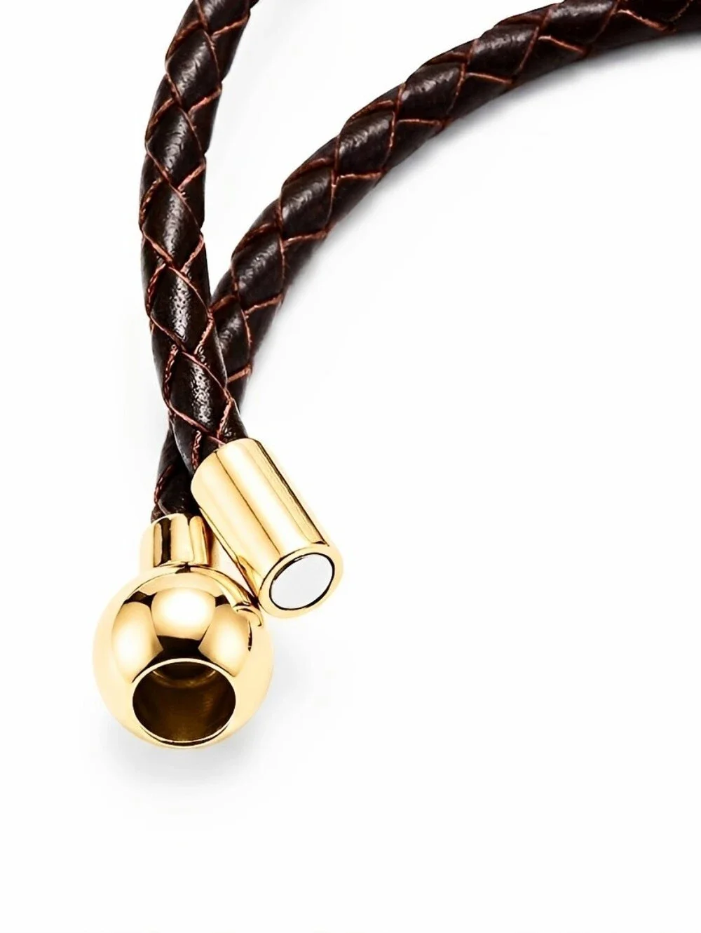 Linx Vintage Brown Leather Braided Cord Bracelet with Gold Magnetic Clasp